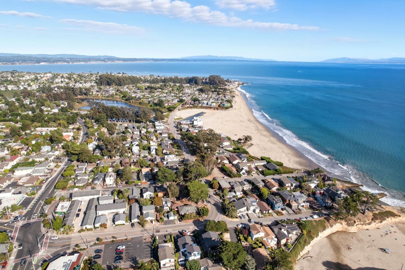 The Santa Cruz coastline from above